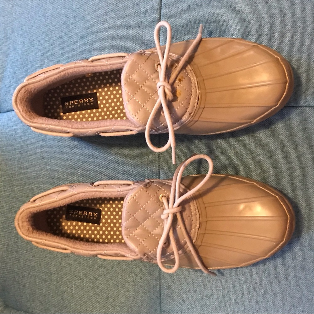Grey Sperry boots
